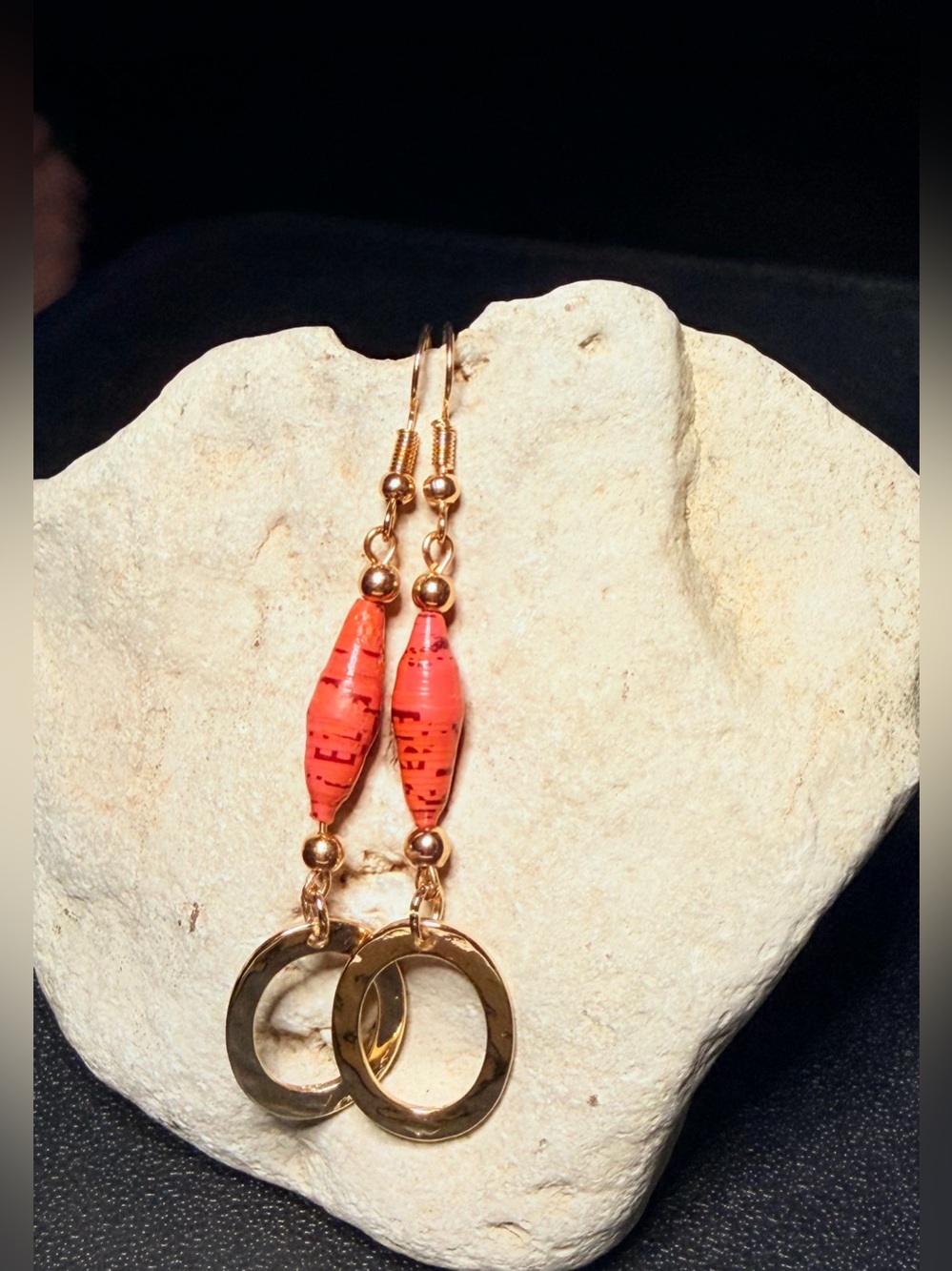 ✨Handmade✨ Gold Drop Earrings with Coral Beads